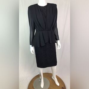 Vintage Ursula Switzerland Women's size 6 | lace Chiffon Black Dress 80’s